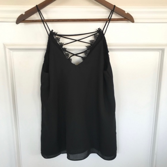 Lace-Up Lace Cami Tank Black - Picture 8 of 10